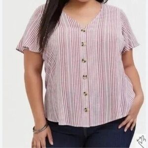 Torrid Striped Button-Down blouse size 2 100% Rayon